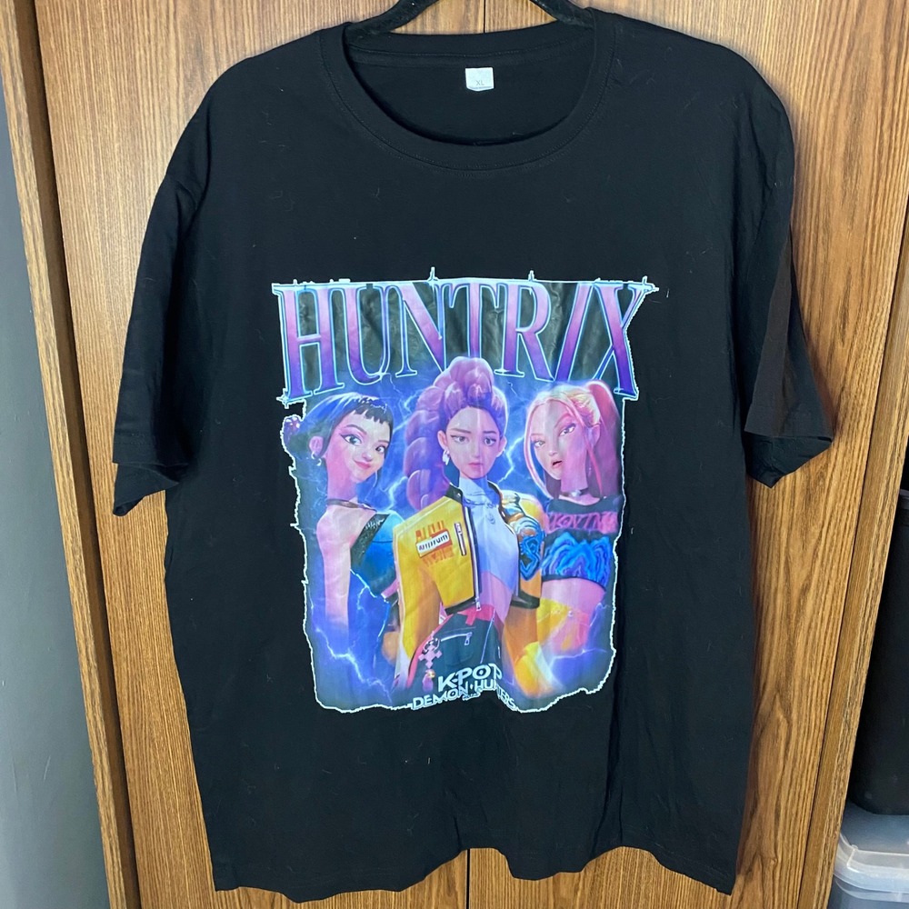 League of Legends Huntrix K Pop Demon Hunters TShirt Womens XL Black Graphic Tee